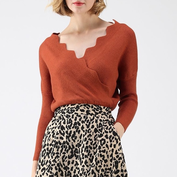 Chicwish Wavy Wrap Knit Top - Picture 1 of 5